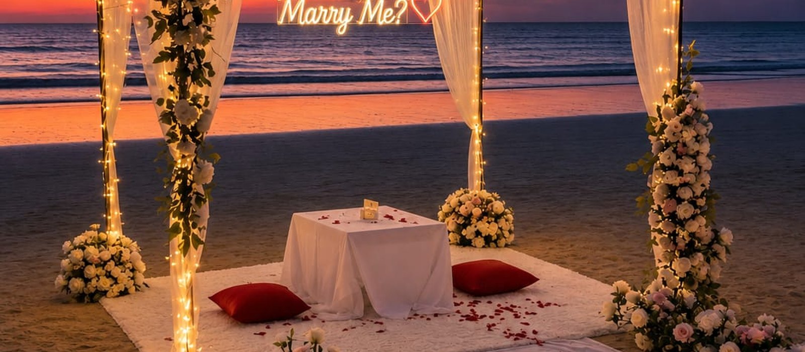 Proposal decoration setup on Cox's Bazar beach