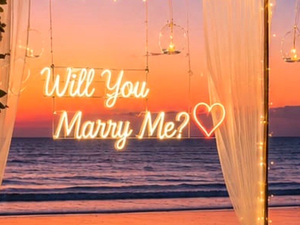 “Will You Marry Me” neon sign