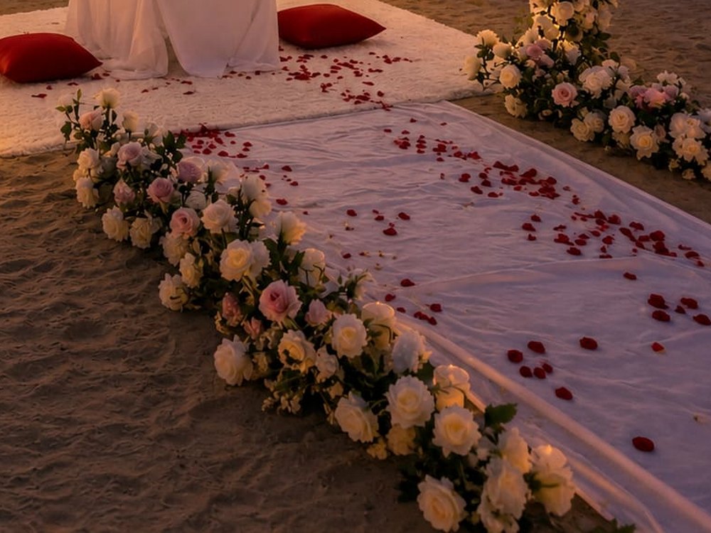 Rose petal walkway